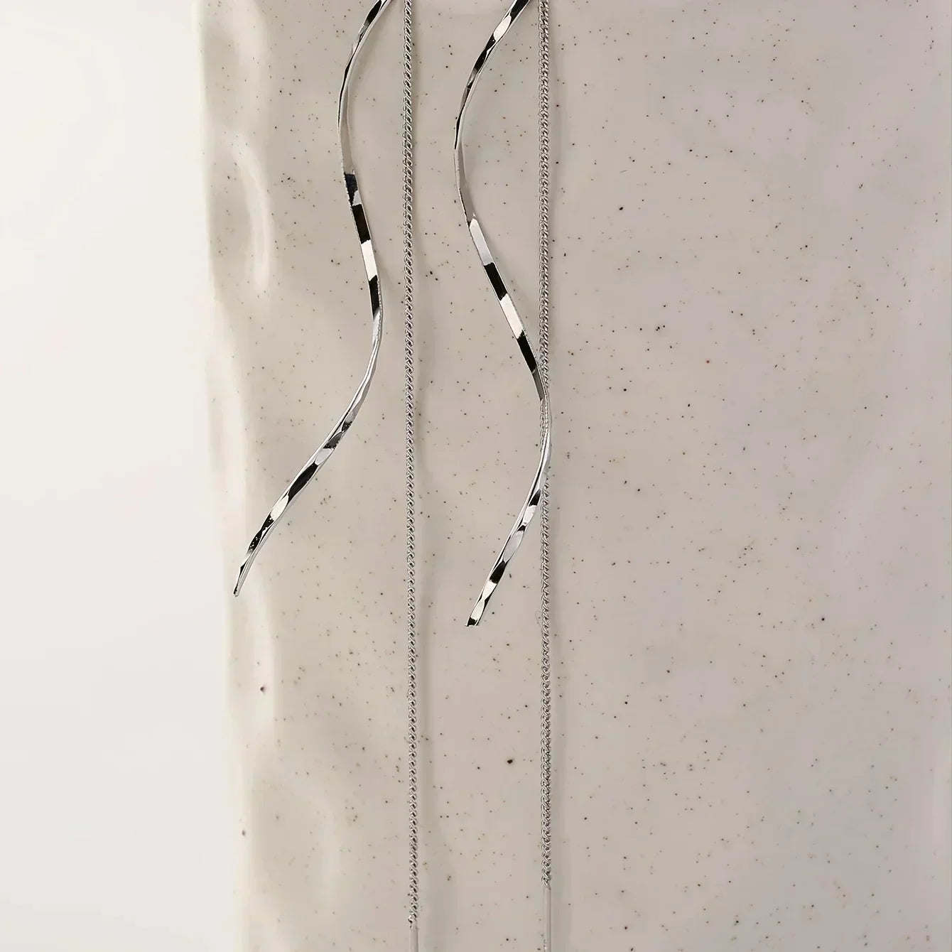 Wavy Design Long Earrings