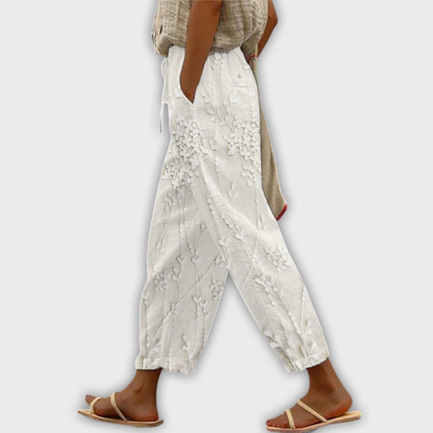 Zoey - Grape Leaf Pattern Printed Pants