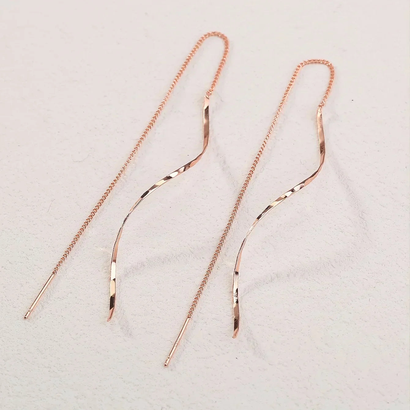 Wavy Design Long Earrings