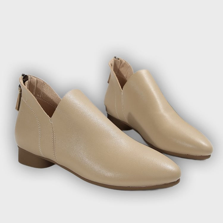 Coralie – Women’s PU Leather Ankle Boots with Back Zip & Pointed Toe