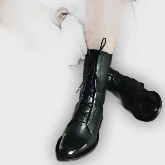 Emilia – Women’s Lace-Up Leather Mid-Calf Boots with Streamlined Fit
