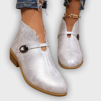 Mireya – Women’s Suede-Look Ankle Boots with Buckle Strap & Pointed Toe