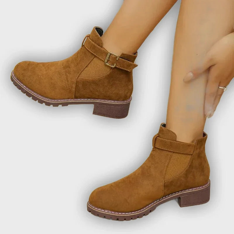 Roby – Women’s Outdoor Boots with Belt Buckle – PU Leather