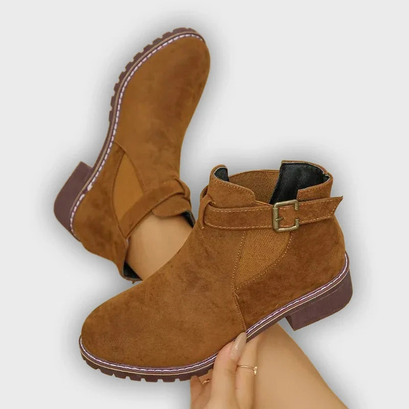 Roby – Women’s Outdoor Boots with Belt Buckle – PU Leather