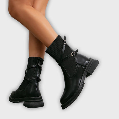 Runa – Women’s Faux Leather Ankle Boots with Chic Strap Details