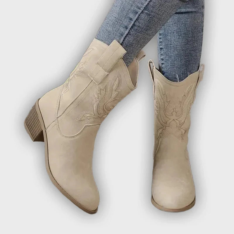 Thyra – Women’s Vegan Western Cowboy Boots with Stitch Detailing