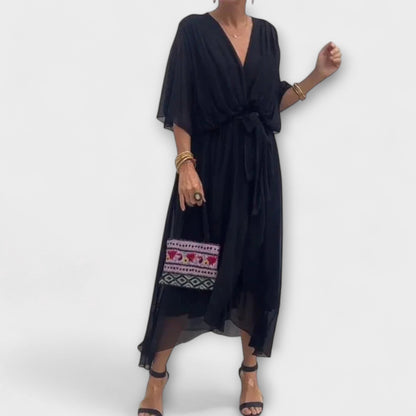 Amoura - V-Neck Chiffon Dress