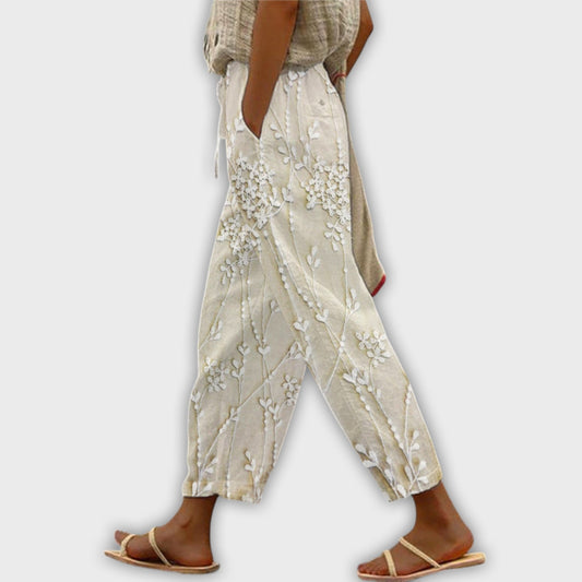 Zoey - Grape Leaf Pattern Printed Pants