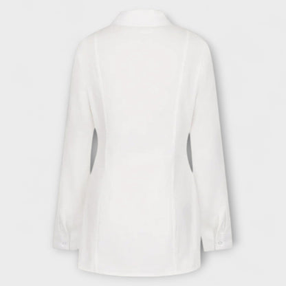 Indie - Long Sleeve White Pleated Shirt Dress